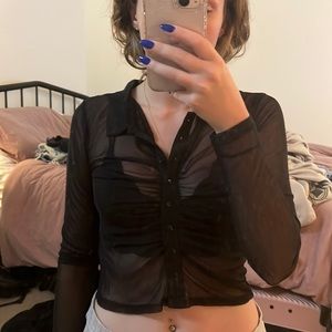 Black sheer long sleeve. M